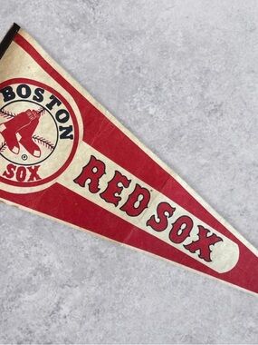 Boston Red Sox Rare 80s Vintage Felt Pennant MLB Wall Decor 12x30